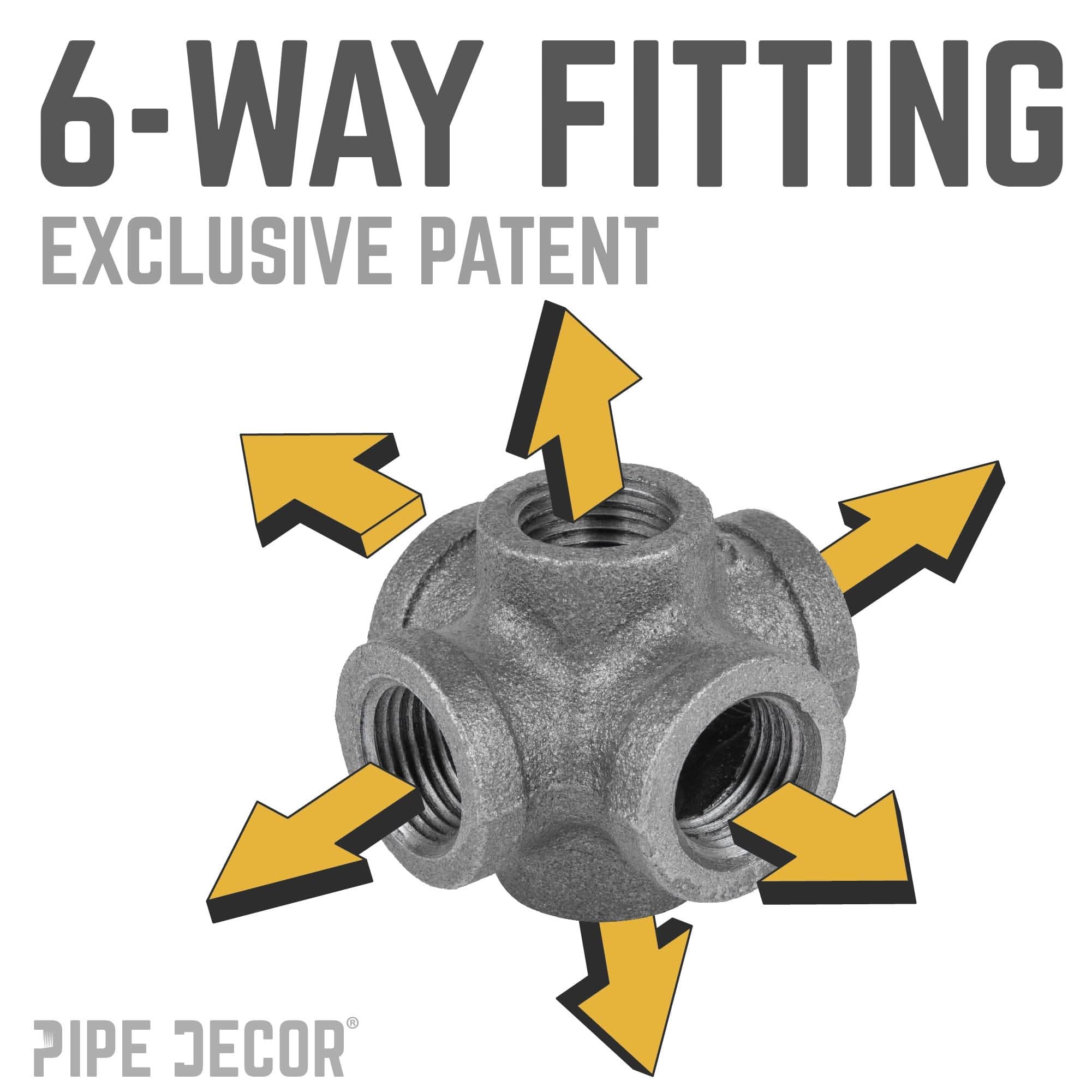 1/2 in. Black 6-Way Fitting