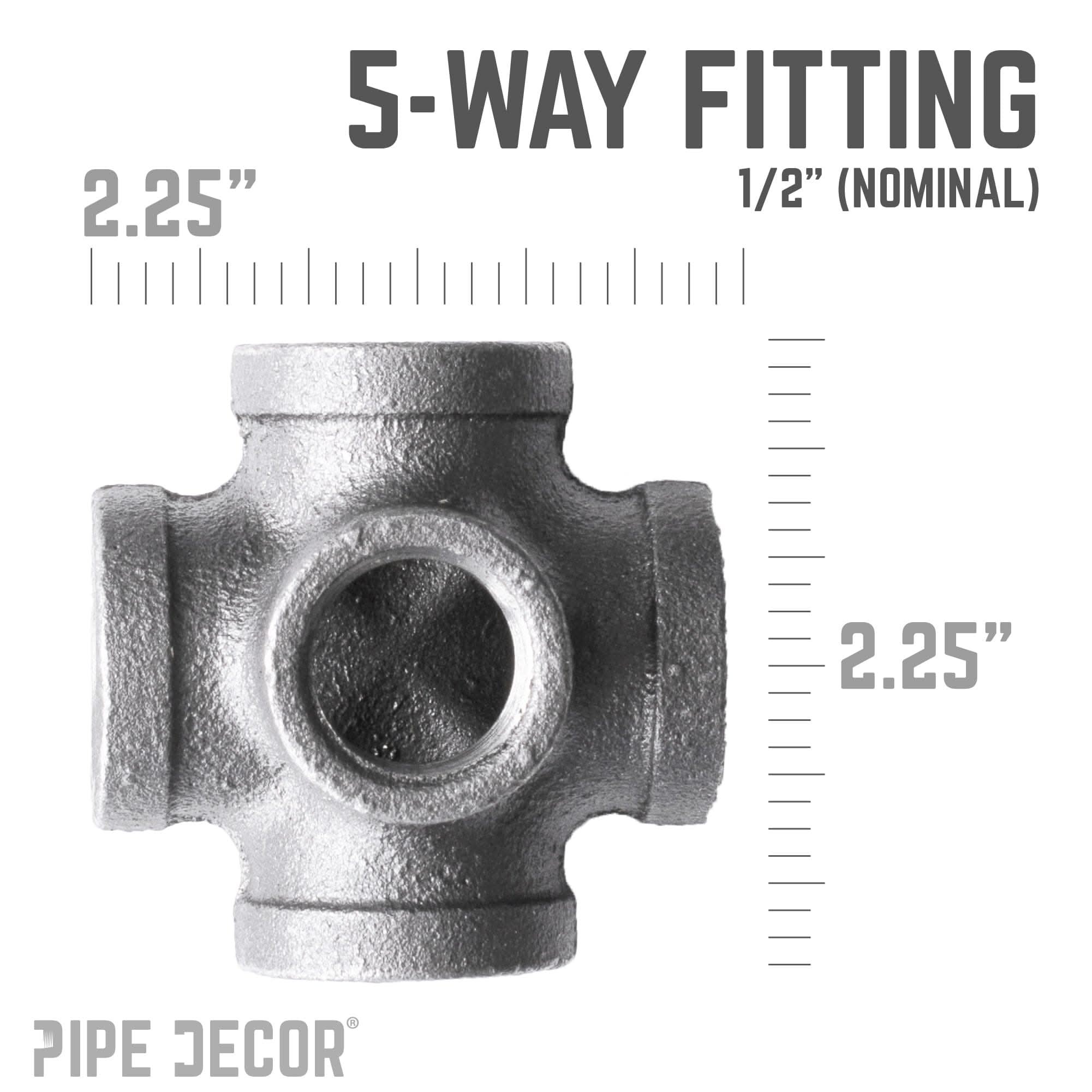 1/2 in. Black 5-Way Fitting