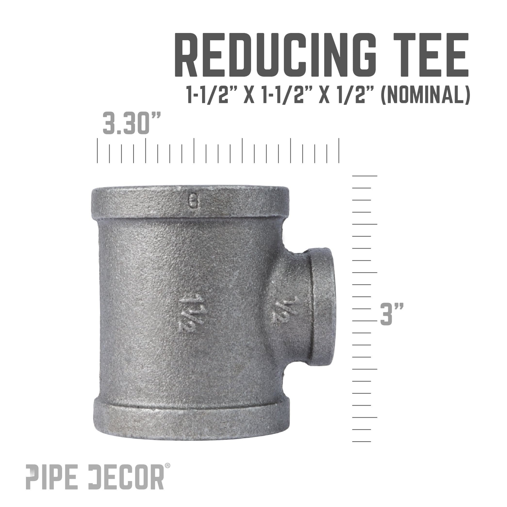 1 1/2 in. x 1 1/2 in. x 1/2 in. Black Reducing Tee