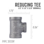 1/2 in. x 1/2 in. x 3/8 in. Black Reducing Tee
