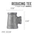 1 in. x 3/4 in. x 1/2 in. Black Reducing Tee