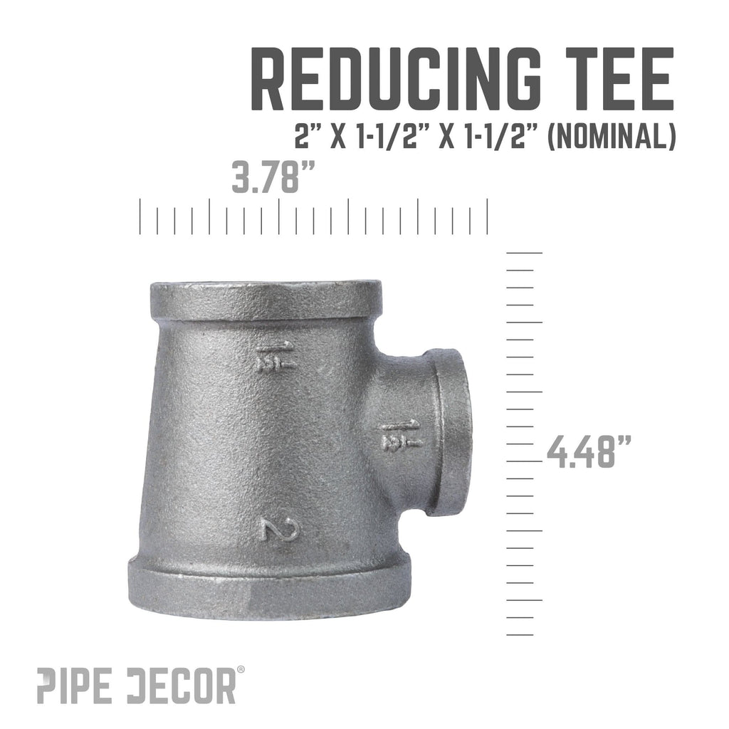 2 in. x 1 1/2 in. x 1 1/2 in. Black Reducing Tee