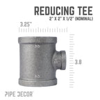 2 in. x 2 in. x 1 1/2 in. Black Reducing Tee