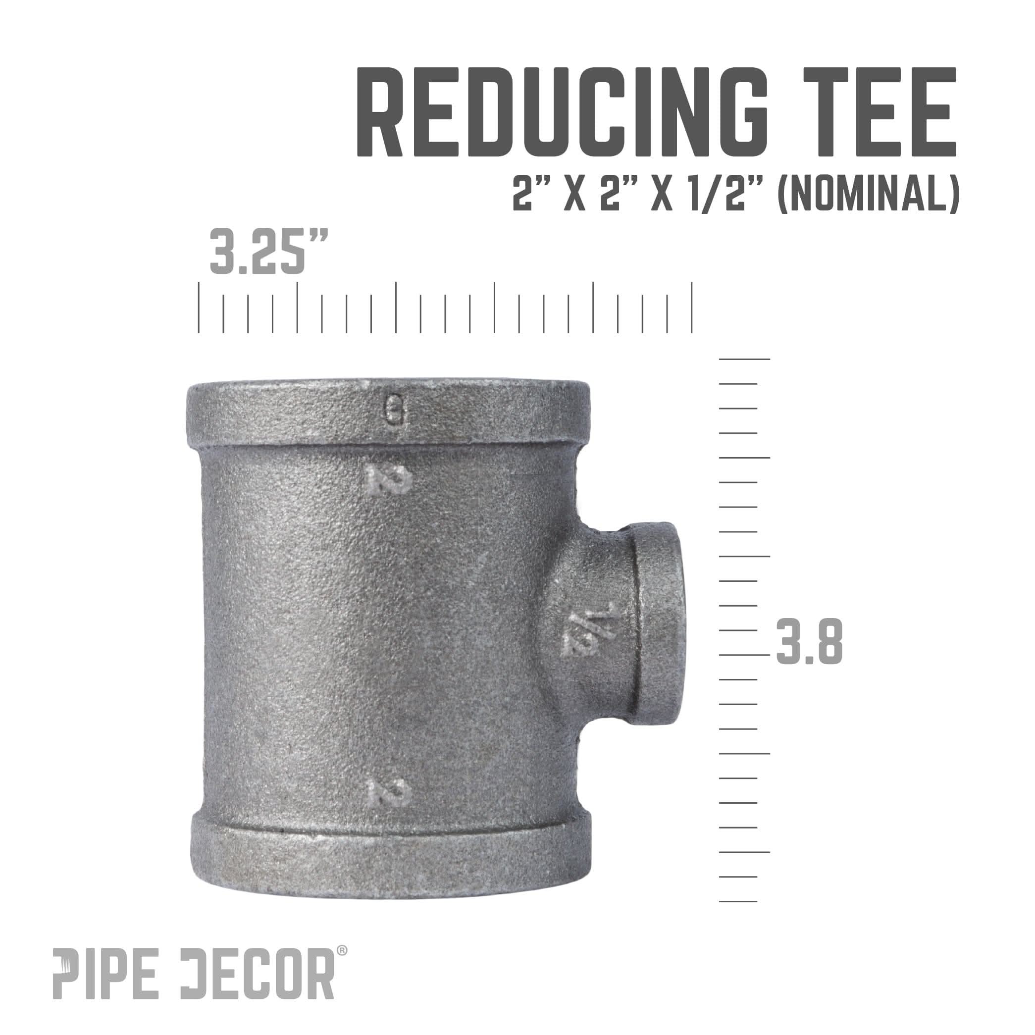 2 in. x 2 in. x 1 1/2 in. Black Reducing Tee