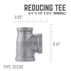3/4 in. x 1/2 in. x 3/4 in. Black Reducing Tee