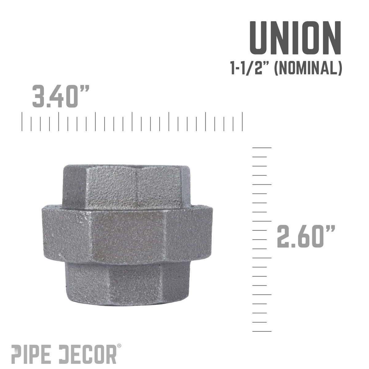 1 1/2 in. Black Union