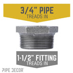1 1/2 in. x 3/4 in. Black Bushing