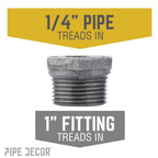 1 in. x 1/4 in. Black Bushing