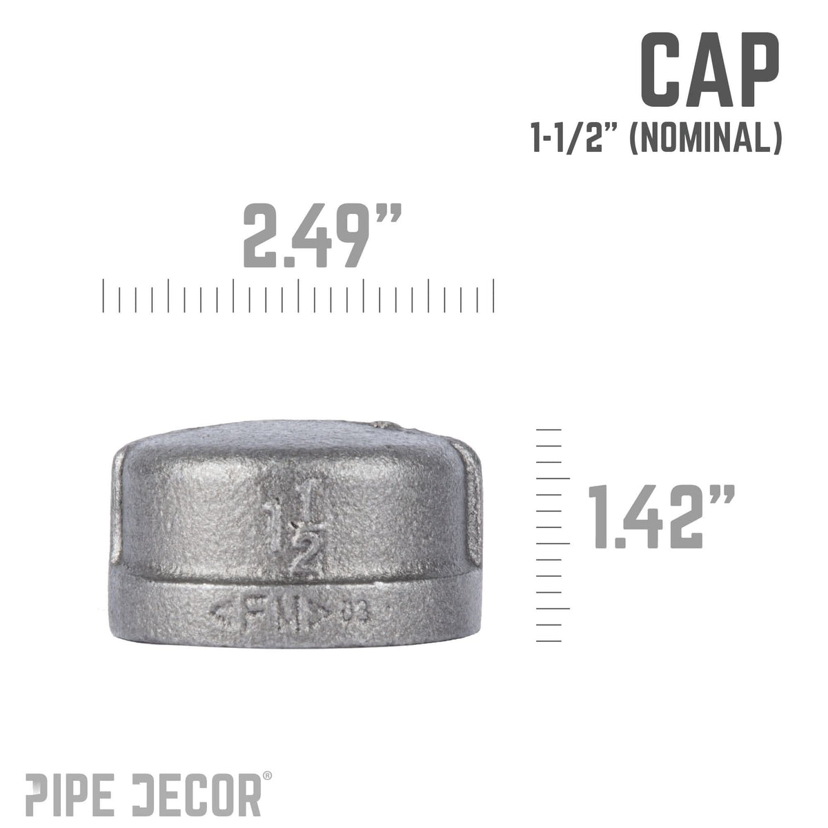 1 1/2 in. Black Cap