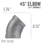 3/4 in. Black 45 Degree Elbow