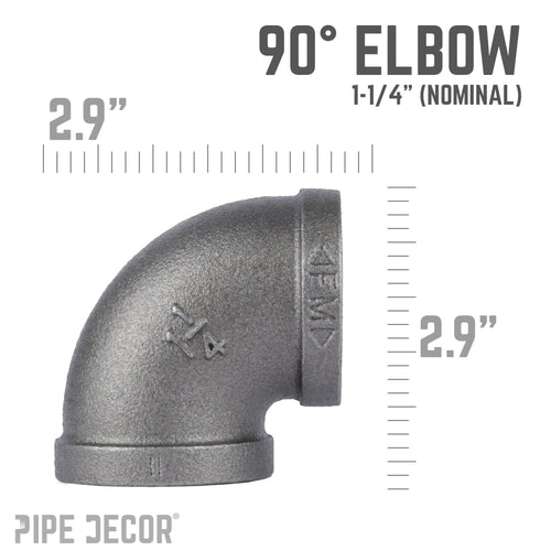 1 1/4 in. Black 90 Degree Elbow