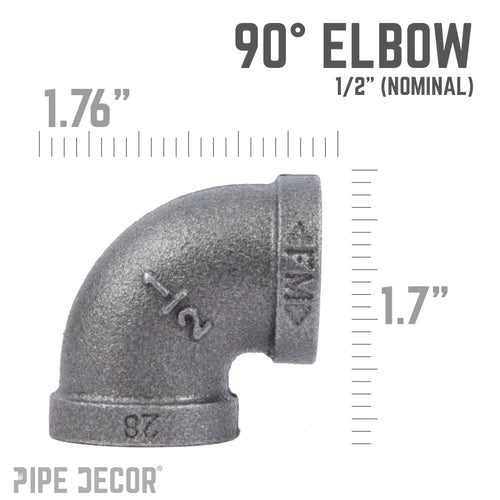 1/2 in. Black 90 Degree Elbow