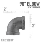 3/4 in. Black 90 Degree Elbow