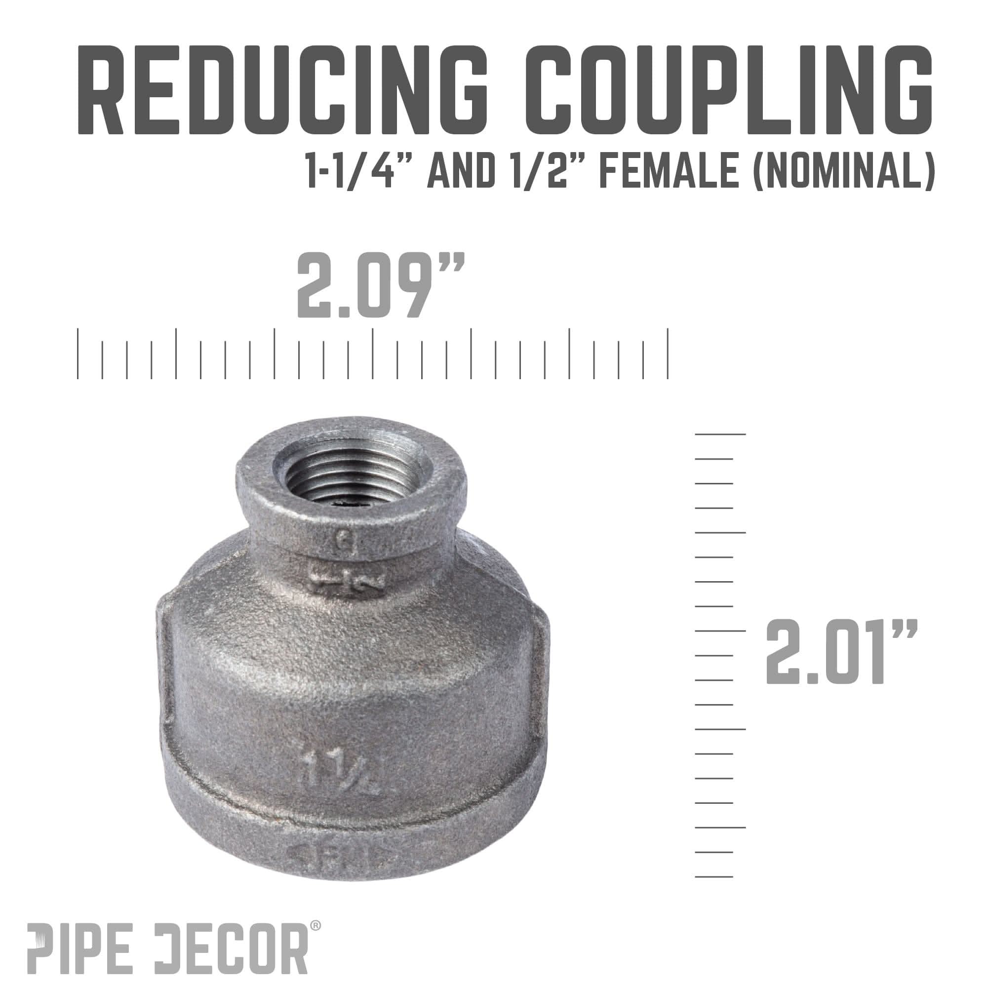1 1/4 in. x 1/2 in. Black Reducing Coupling