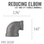 1/2 in. x 1/4 in. Black Reducing Elbow