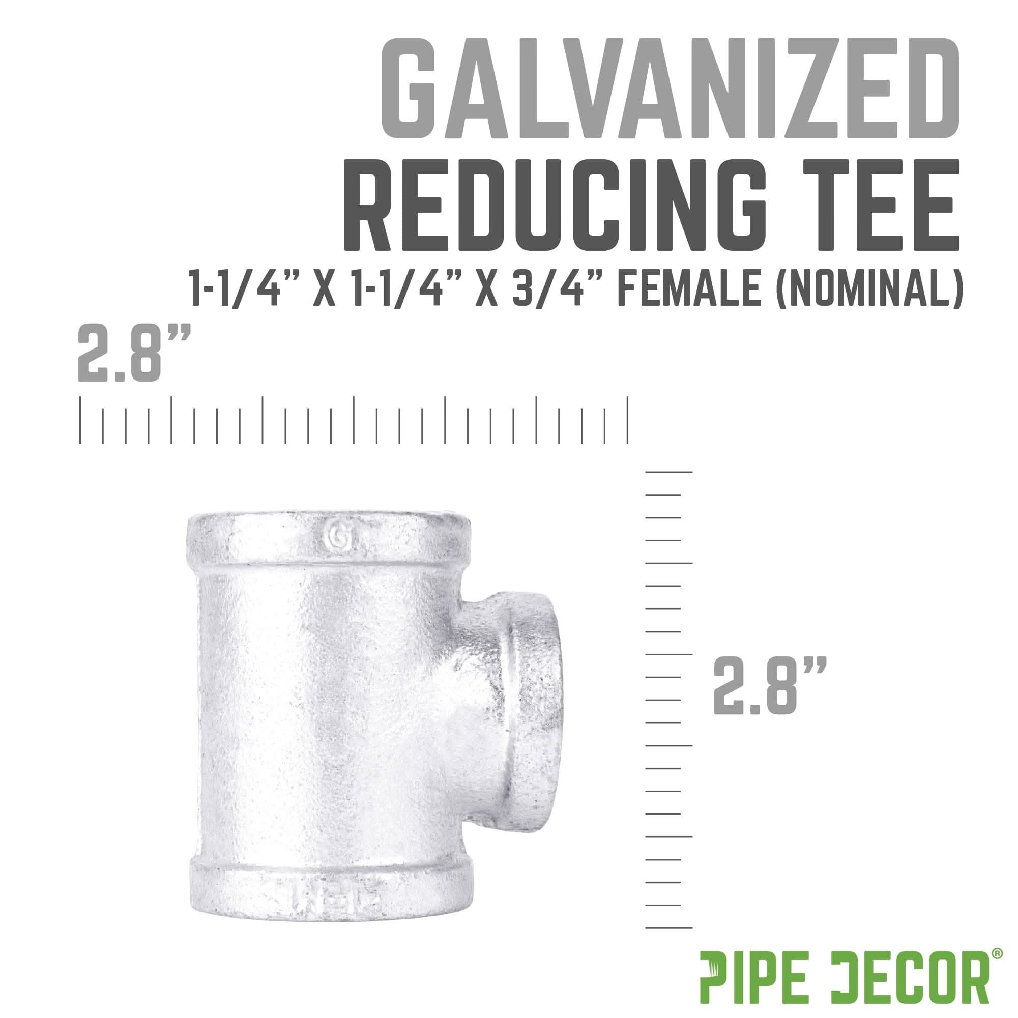 1 1/4 in. x 1 1/4 in. x 3/4 in. Galvanized Iron Reducing Tee