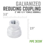 2 in. x 1 1/4 in. Galvanized Iron Reducing Coupling