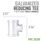 1 in. x 1 in. x 1/2 in. Galvanized Reducing Tee