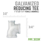 1 in. x 1/2 in. x 1 in. Galvanized Reducing Tee