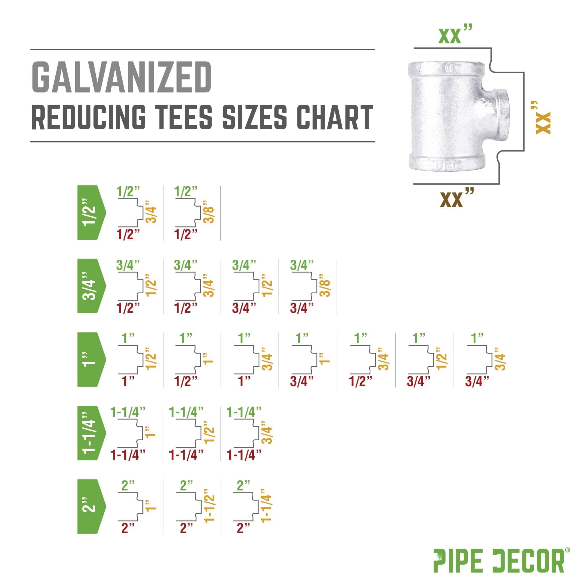 1 1/4 in. x 1 1/4 in. x 1 in. Galvanized Iron Reducing Tee