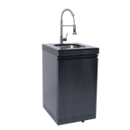 NG 85" 6-Burner 85,000 BTU Black Outdoor Kitchen Island Grill Refrigerator + Rotisserie Kit + Sink