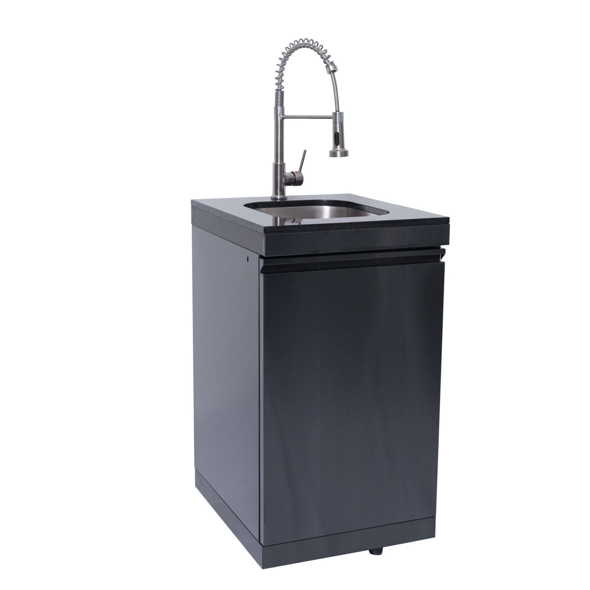 NG 85" 6-Burner 85,000 BTU Black Outdoor Kitchen Island Grill Refrigerator + Rotisserie Kit + Sink