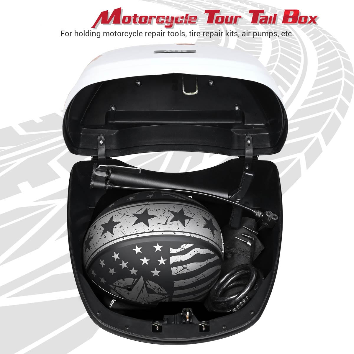 Yescom Motorcycle Trunk with Backrest Scooter Tour Pack White