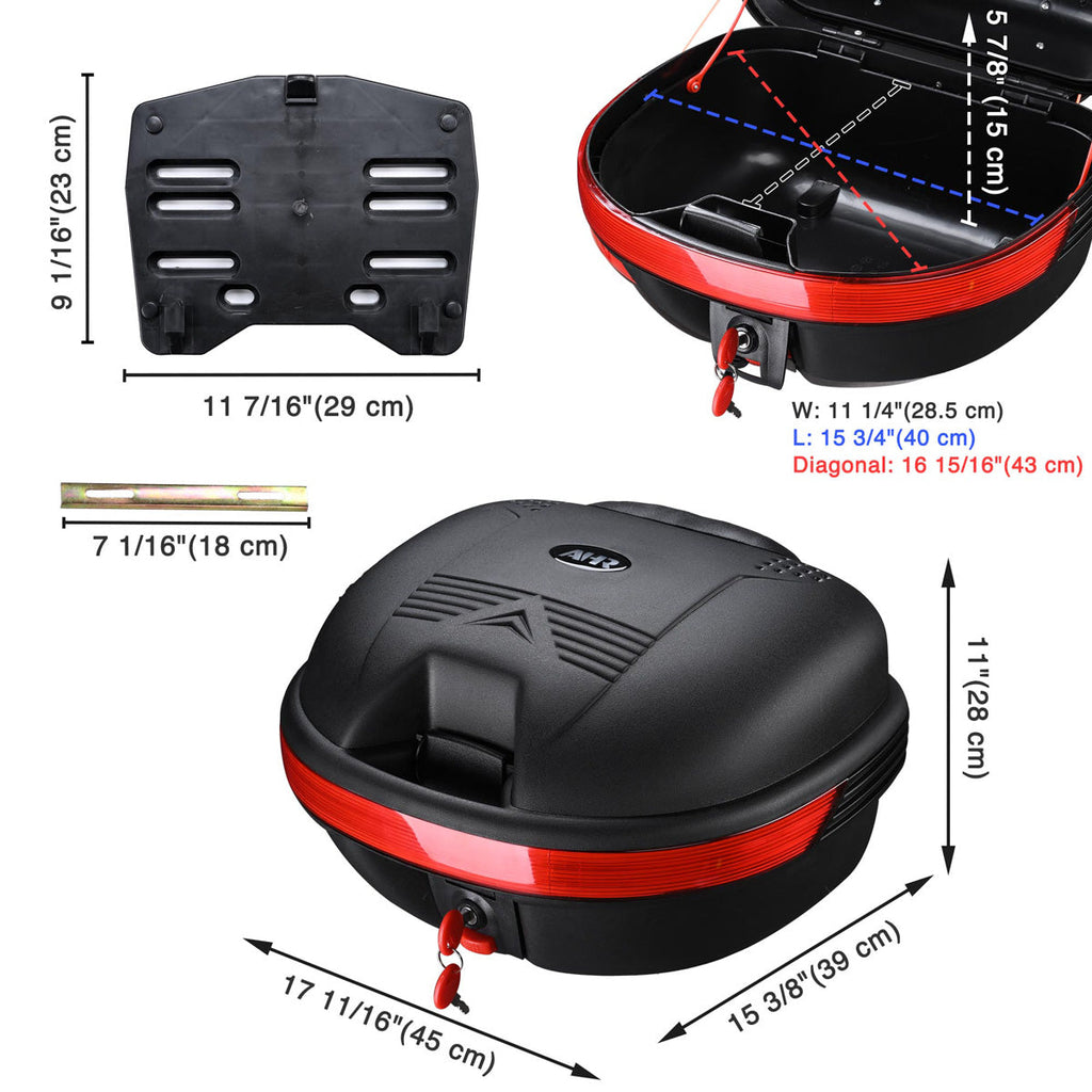 Yescom Motorcycle Scooter Trunk Tail Box Topcase Black
