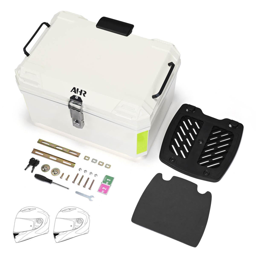 Yescom White Motorcycle Trunk Box with Backrest Scooter Tour Pack