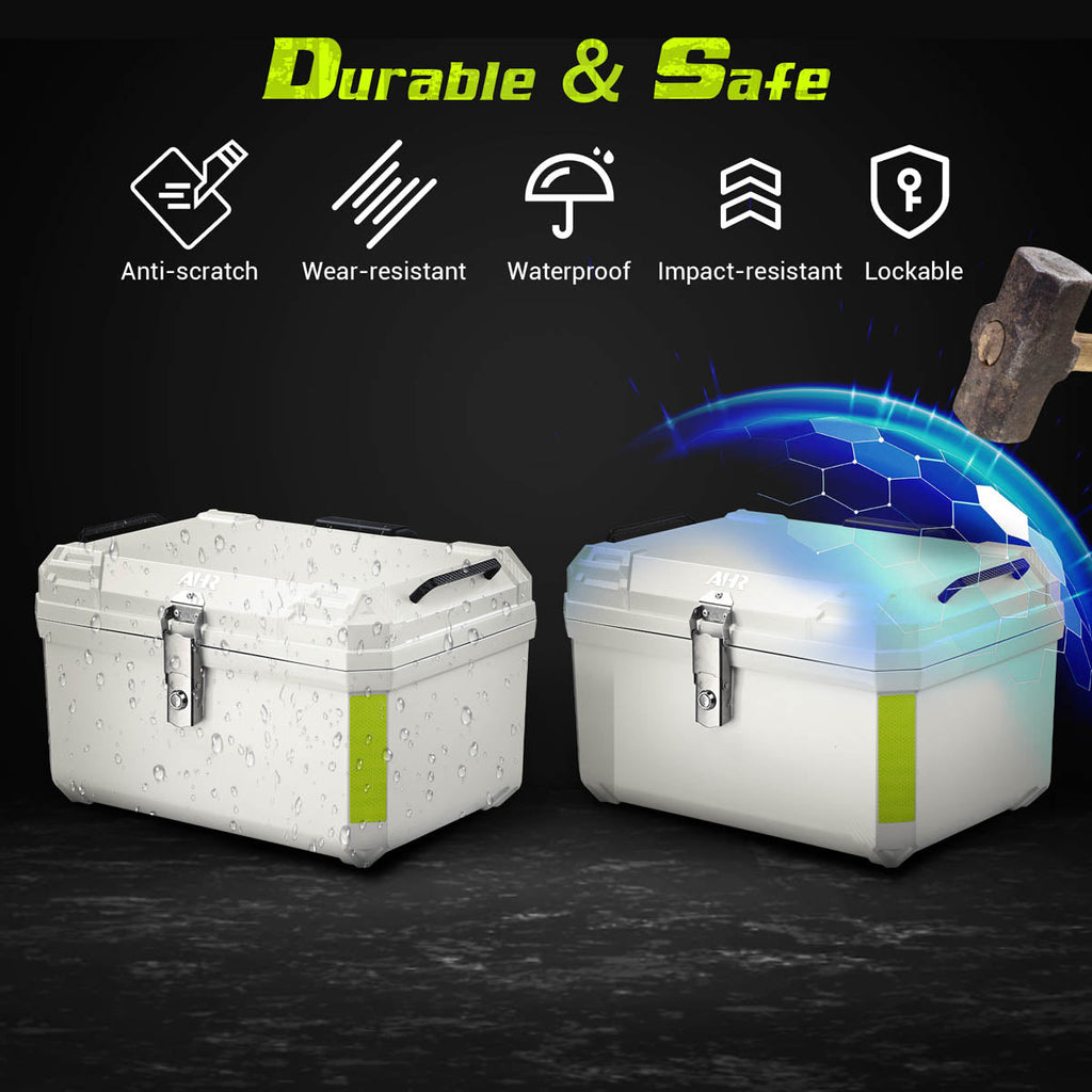 Yescom White Motorcycle Trunk Box with Backrest Scooter Tour Pack