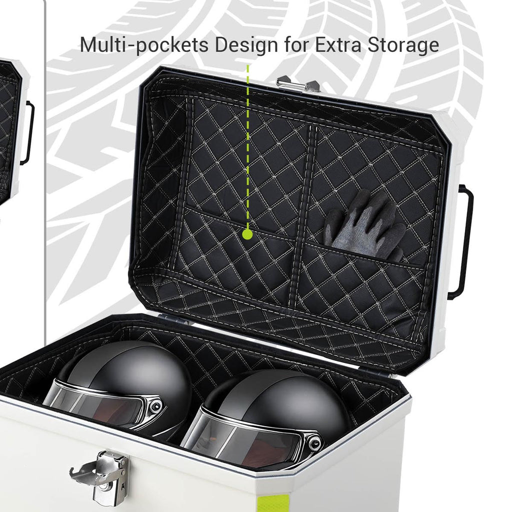 Yescom White Motorcycle Trunk Box with Backrest Scooter Tour Pack