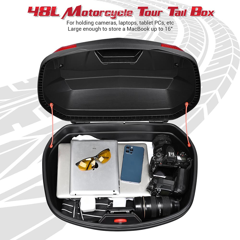 Yescom Motorcycle Scooter Trunk Tail Box Topcase Black