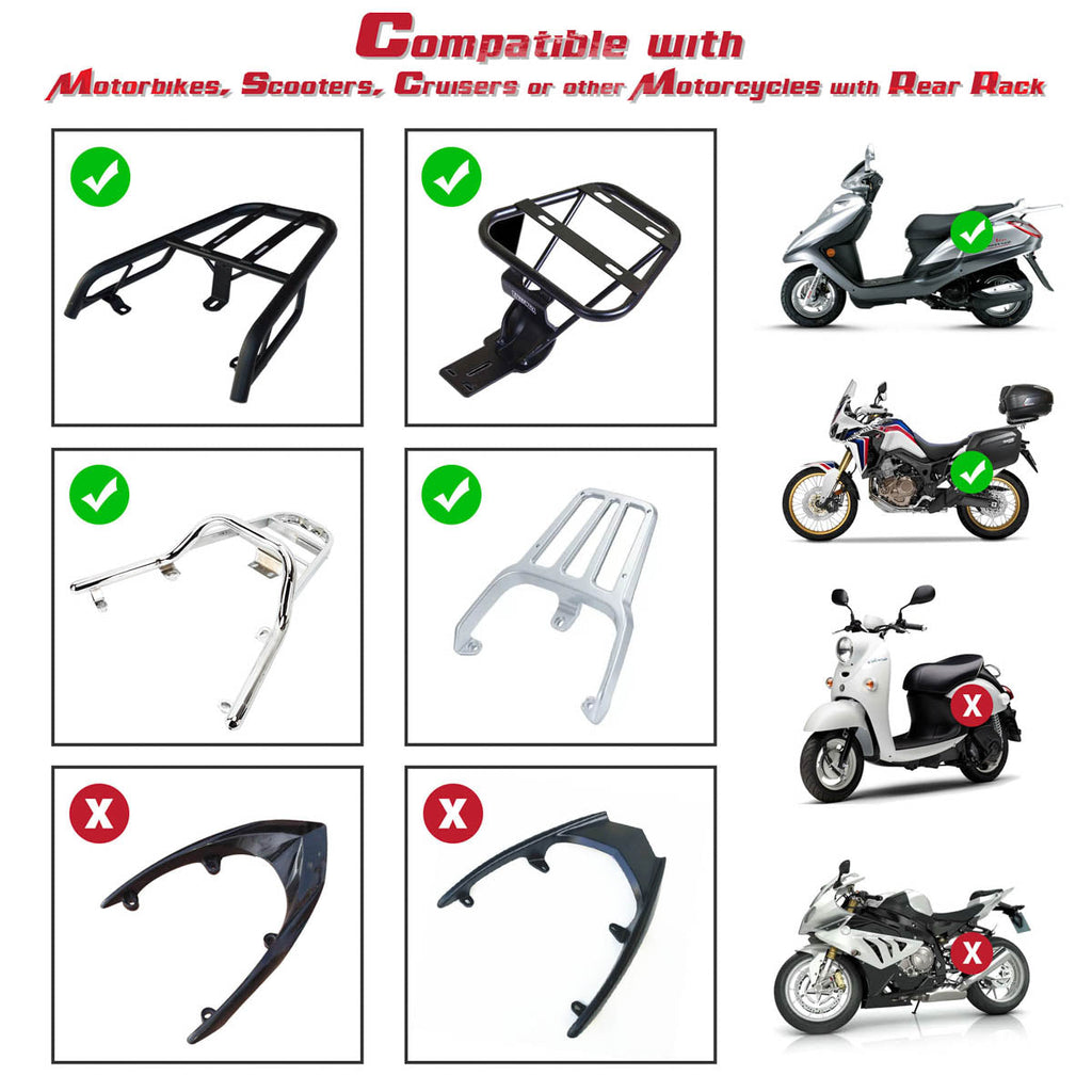 Yescom Motorcycle Trunk with Backrest Scooter Tour Pack Gloss Black
