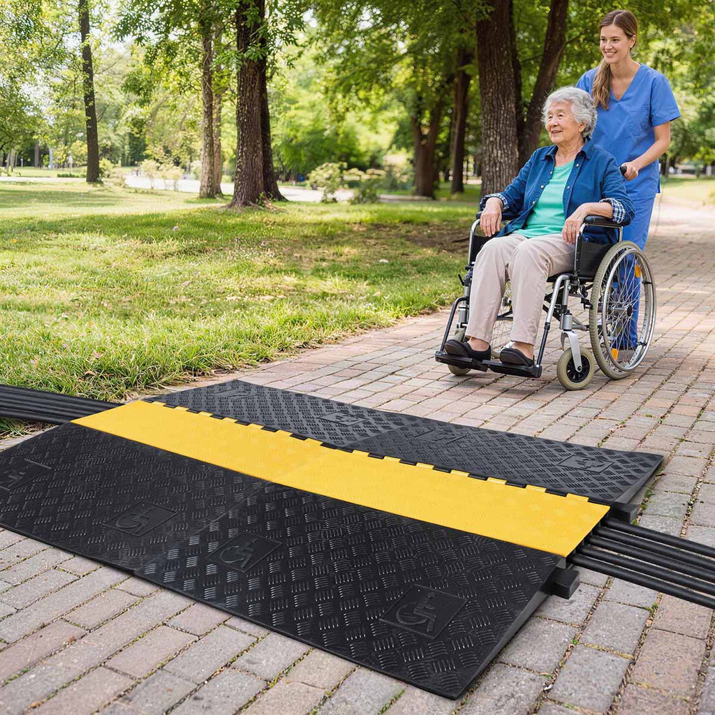Yescom ADA Cable Ramp Rubber Speed Bump 5-Channel for 1 3/8" Cables