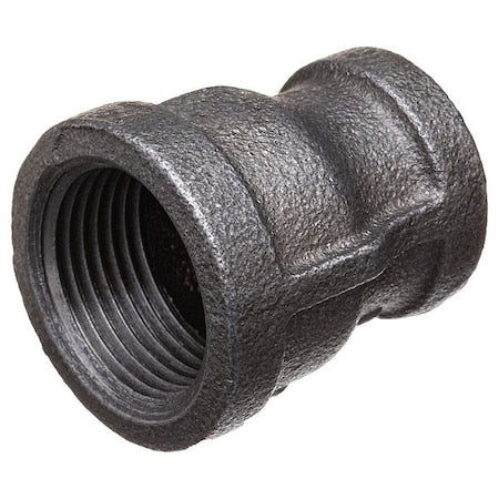 Straight Black Coated Malleable Iron Pipe Fitting, 2" x 3/4" Pipe, Female BSPT, Malleable Iron