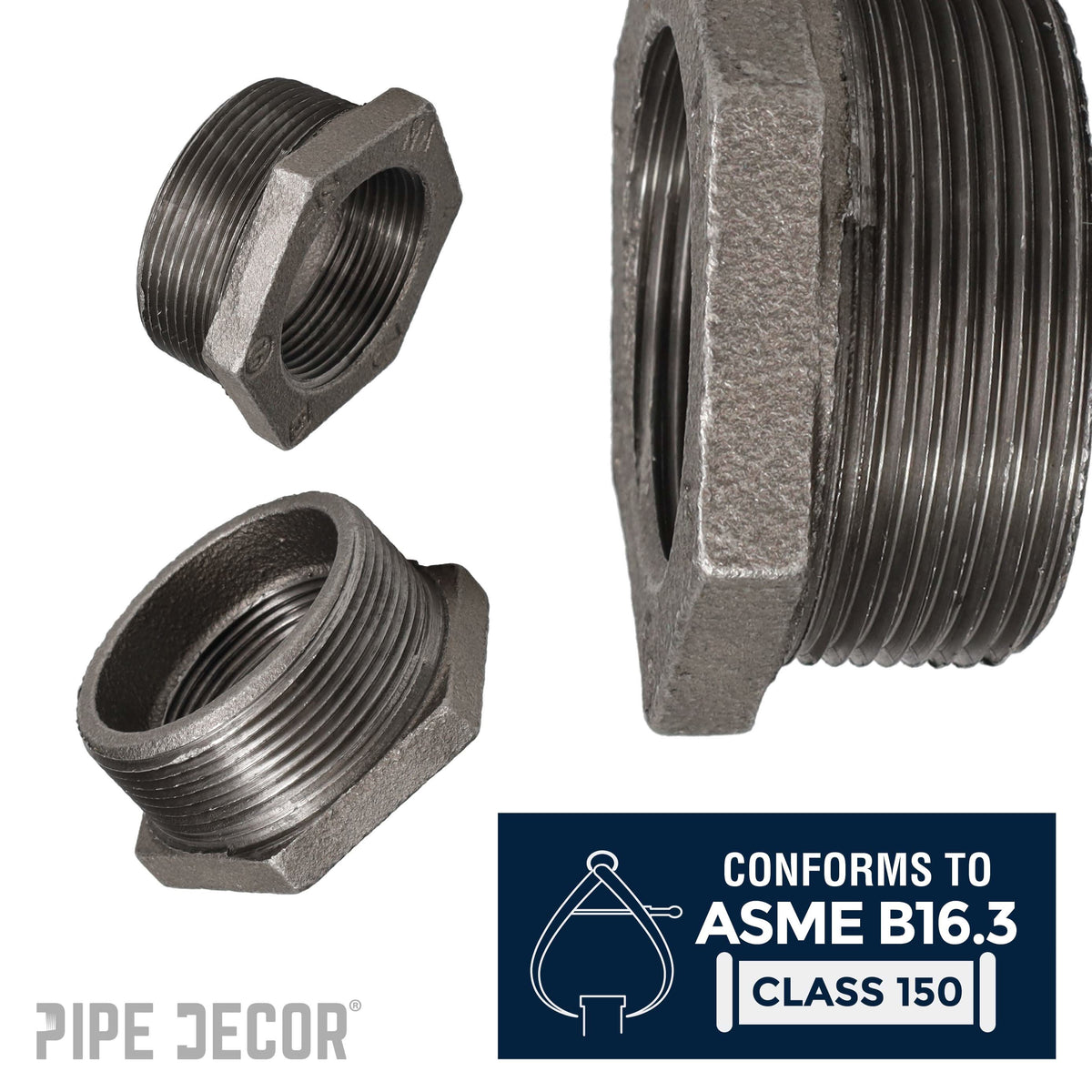 3 in. x 2 in. Black Bushing