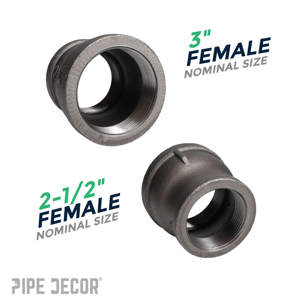 3 in. x 2 1/2 in. Black Reducing Coupling