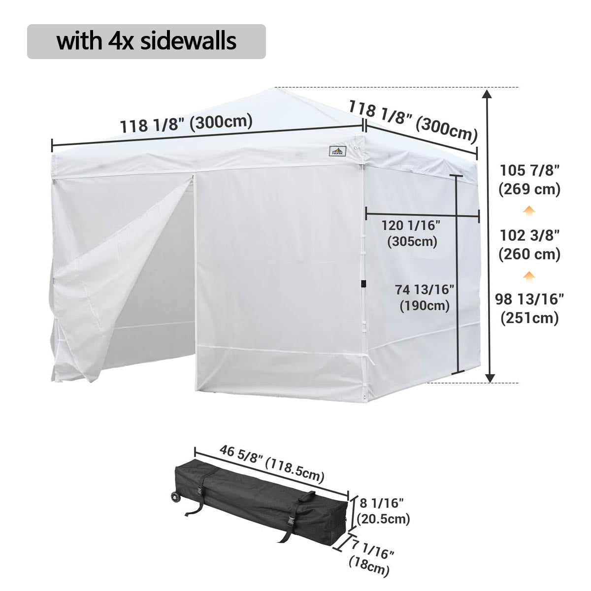 Yescom 10x10 Pop Up Canopy Tent with Bag, Optional Sidewalls