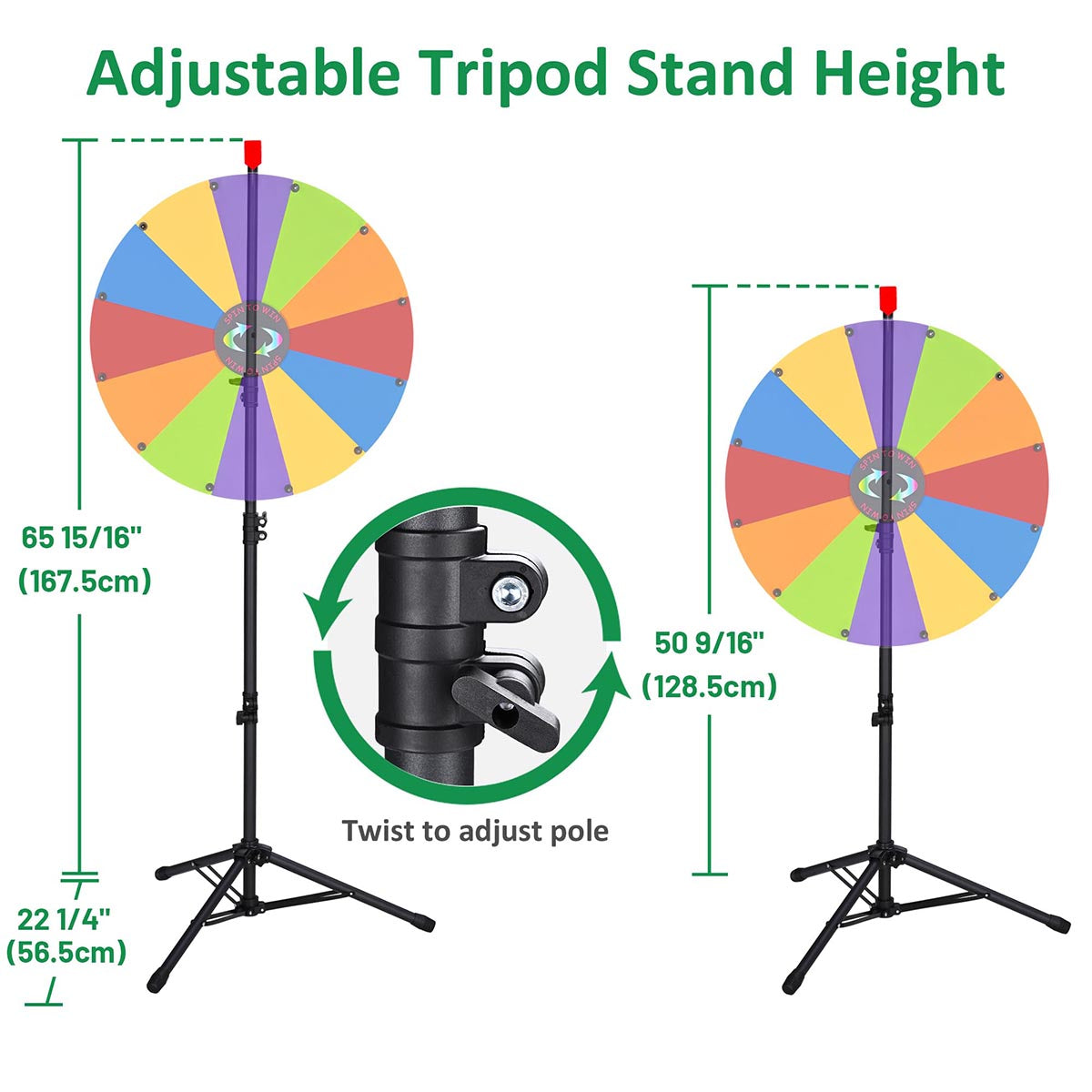 WinSpin Metal Tripod Stand Height Adjustable for Prize Wheel