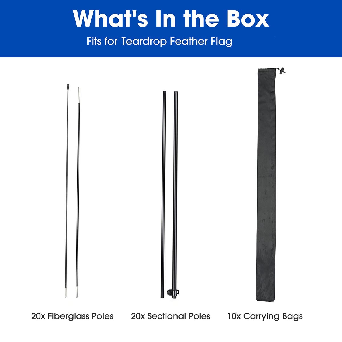 Yescom Teardrop Flag Pole Kit - 10 Sets, Base Type Options