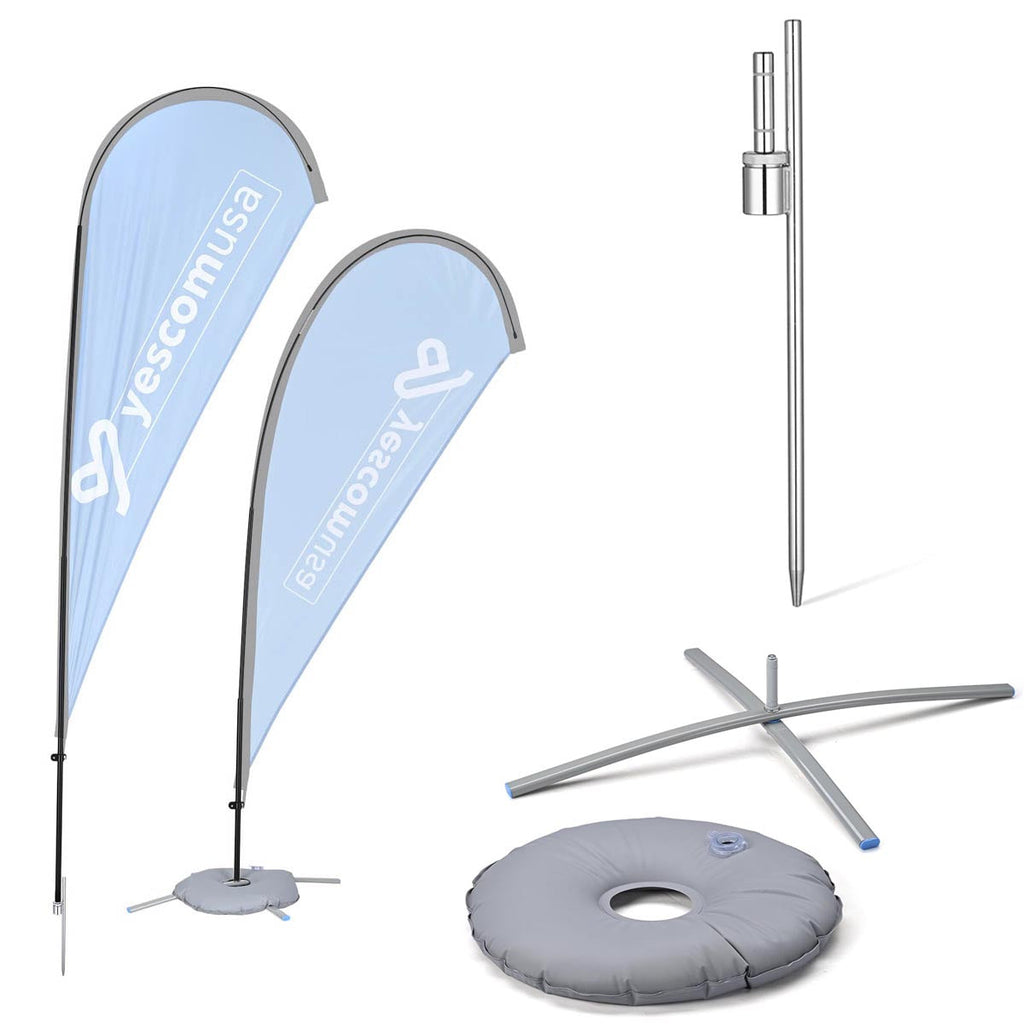 Yescom Teardrop Flag Pole Kit - 10 Sets, Base Type Options
