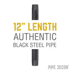 1 in. x 12 in. Black Pipe