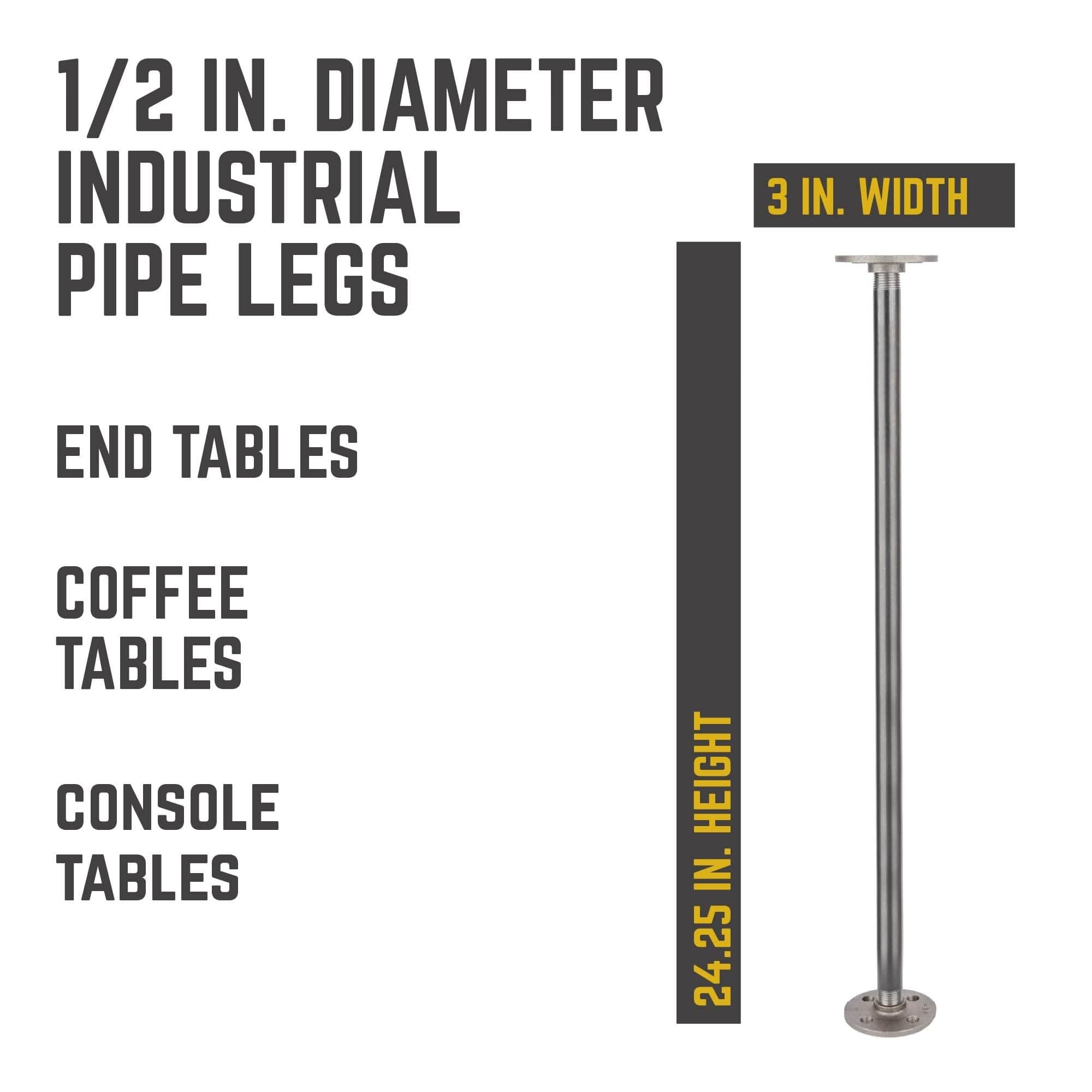 1/2 in. x 24 in. Round Flange Pipe Table Legs - 4 Pack