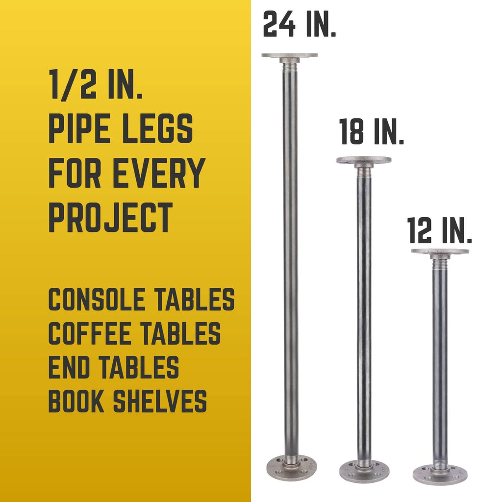 1/2 in. x 24 in. Round Flange Pipe Table Legs - 4 Pack