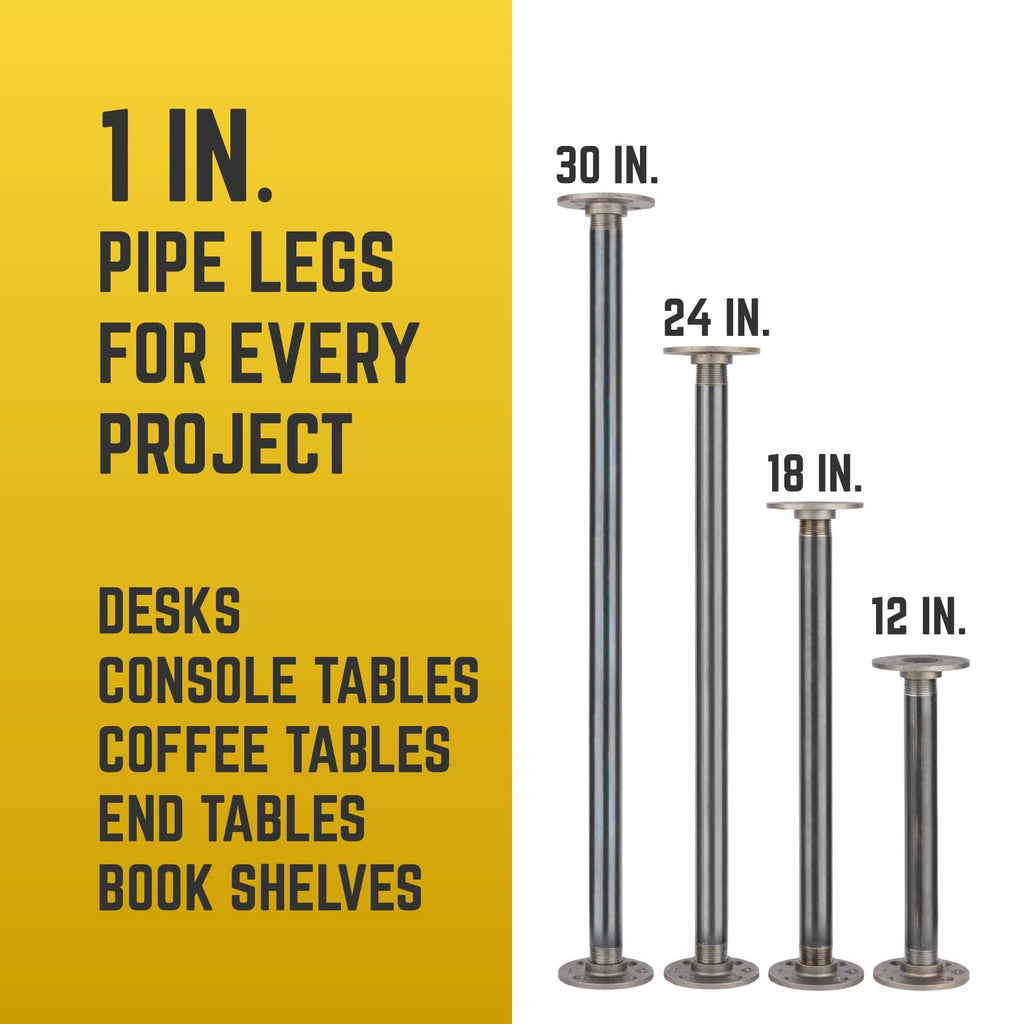 1 in. x 12 in. Round Flange Pipe Table Legs - 4 Pack