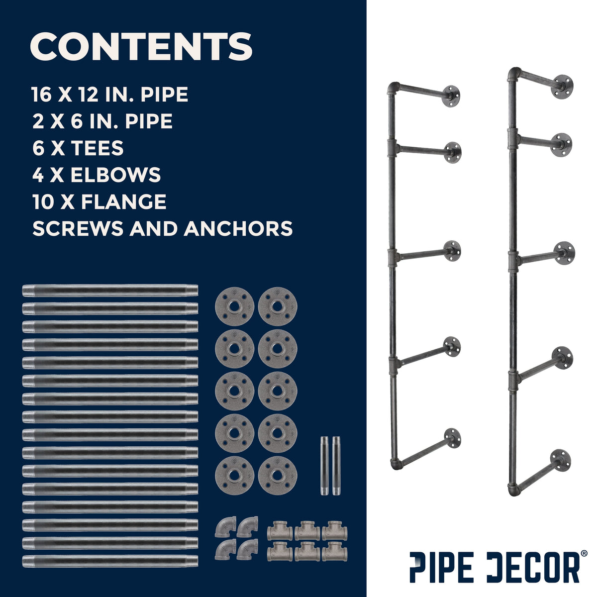 4 -Tier Wall Mounted Shelf By PIPE DECOR