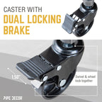 Swivel Caster Wheels for  ¾” Pipe with Locking Mechanism (4-Pack)