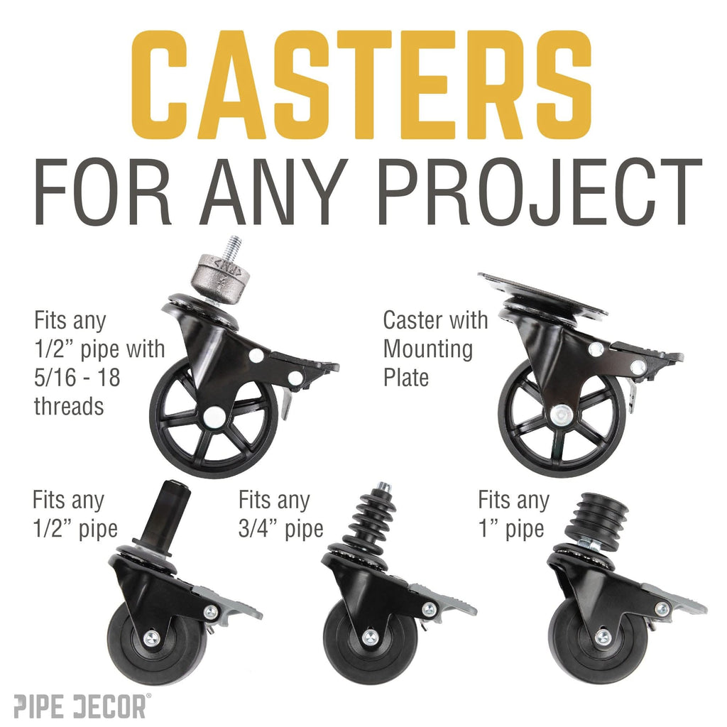Mounted Swivel Caster Wheels for Wood Furniture with Locking Mechanism (4-Pack)