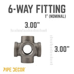 1 in. Black 6-Way Fitting