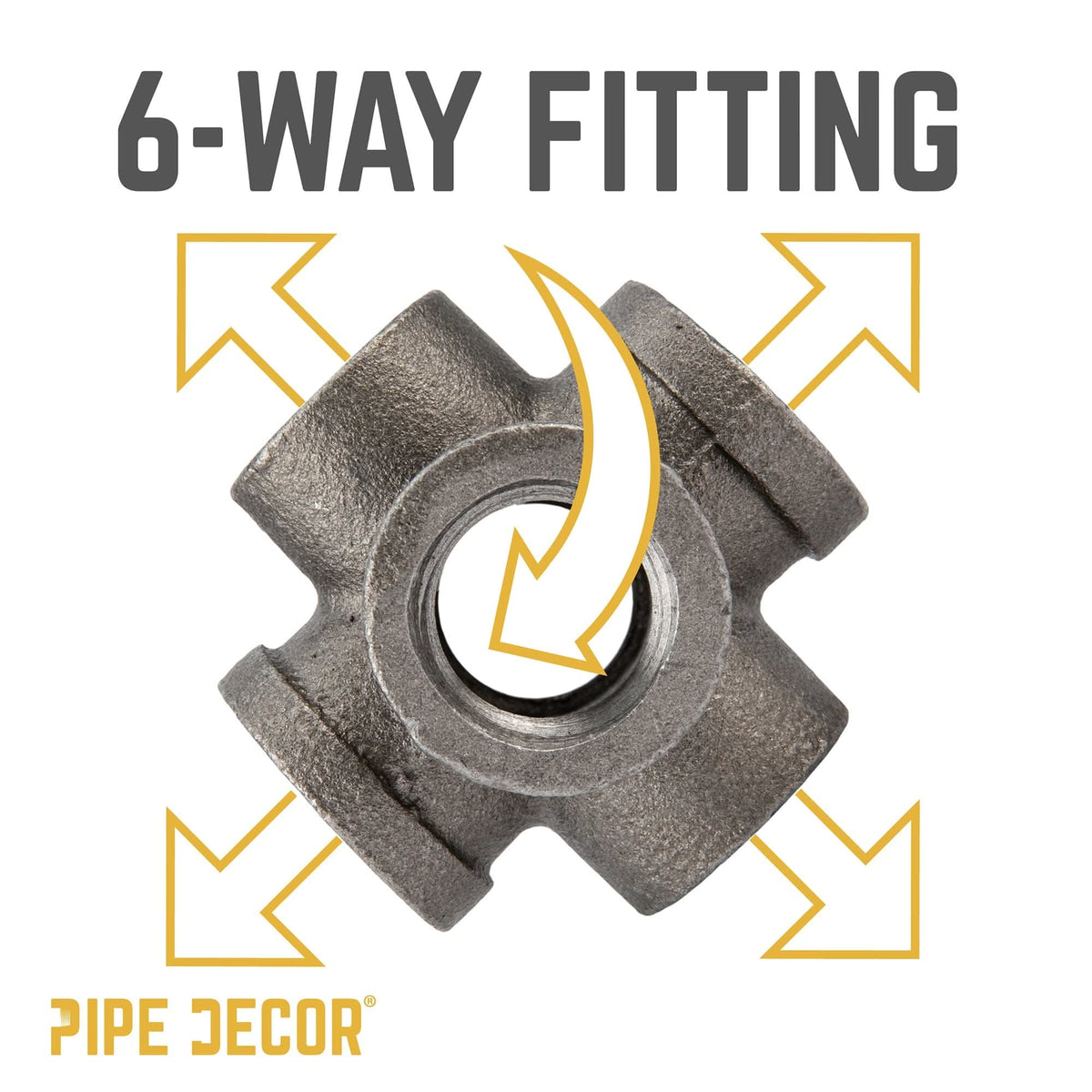1 in. Black 6-Way Fitting